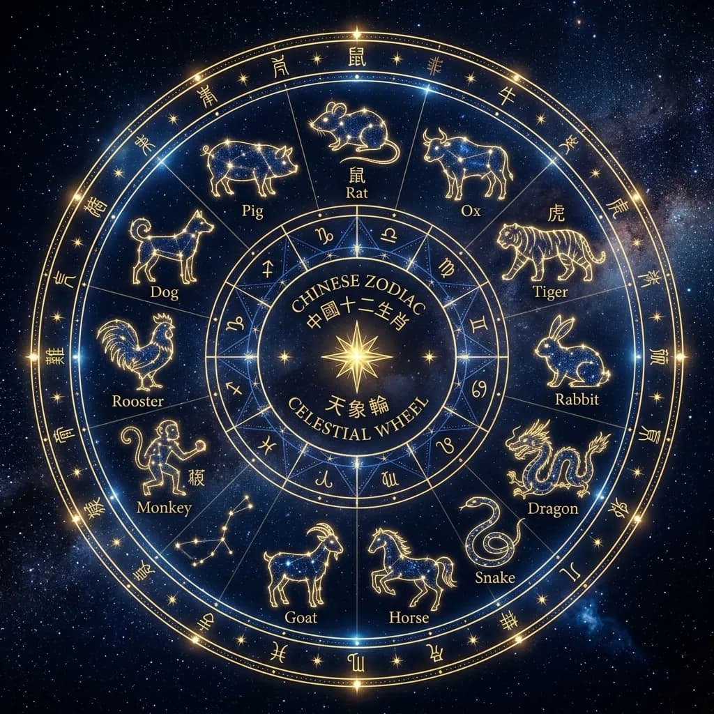 Chinese Zodiac Celestial Wheel