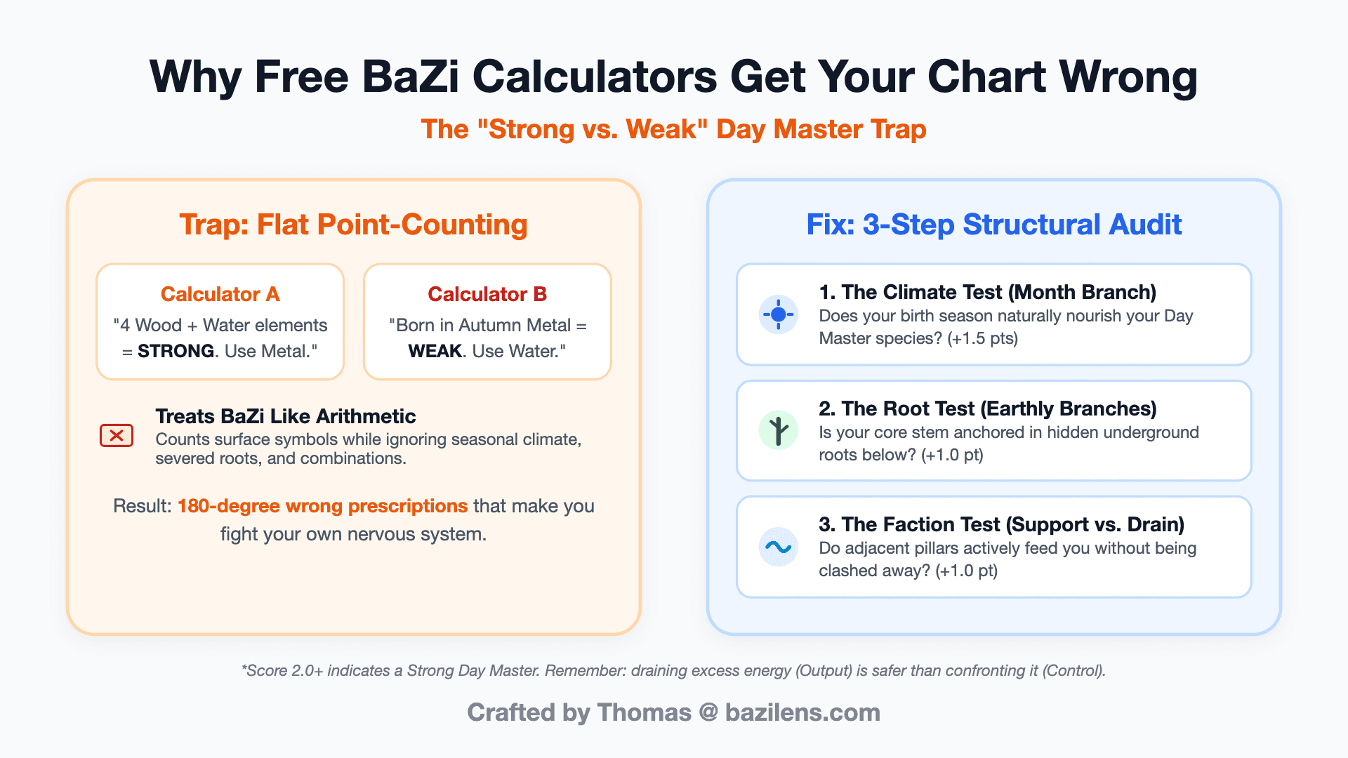 Why Free BaZi Calculators Get Your Favorable Element Wrong (The ‘Strong vs. Weak’ Trap)
